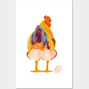 Paper cut art Cheeky Chicken with Egg Posters and Art